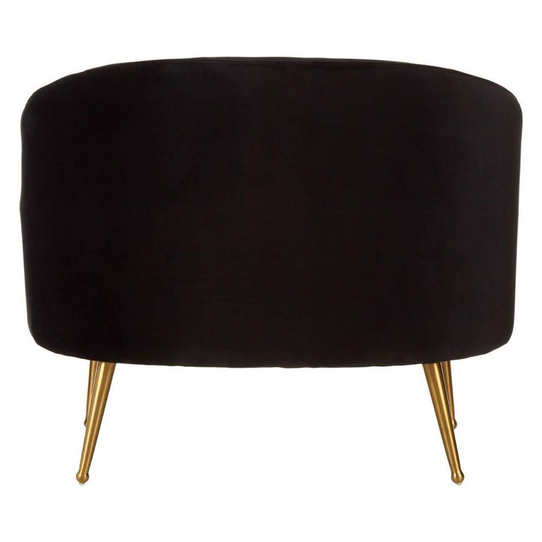 Hendricks Love Chair - Black Velvet Fabric with Gold Legs