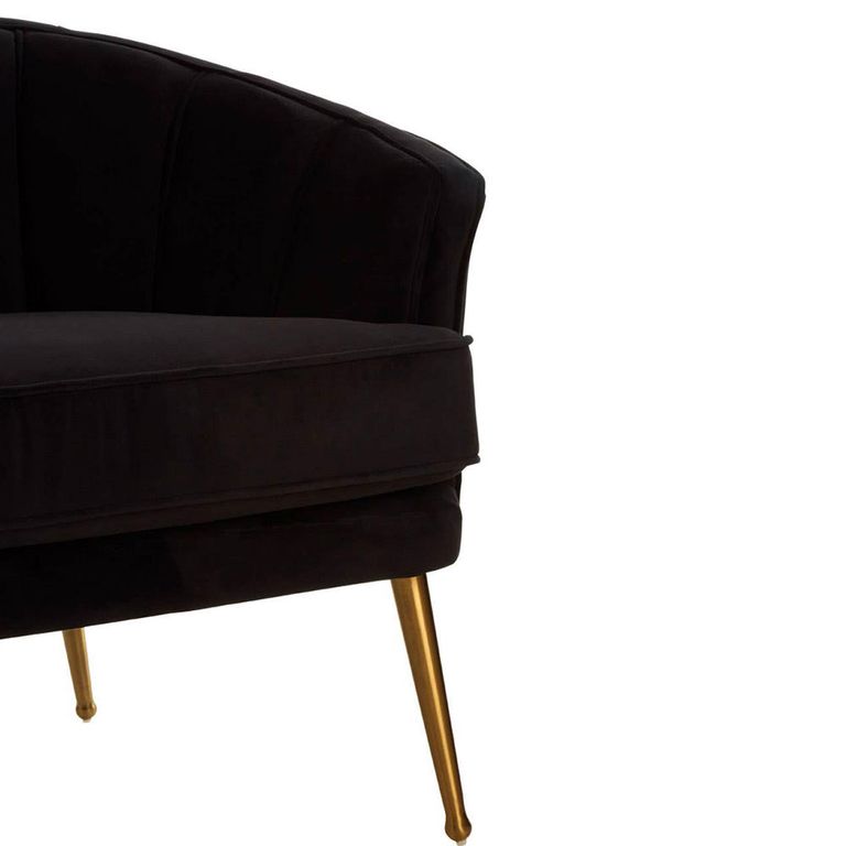 Hendricks Love Chair - Black Velvet Fabric with Gold Legs
