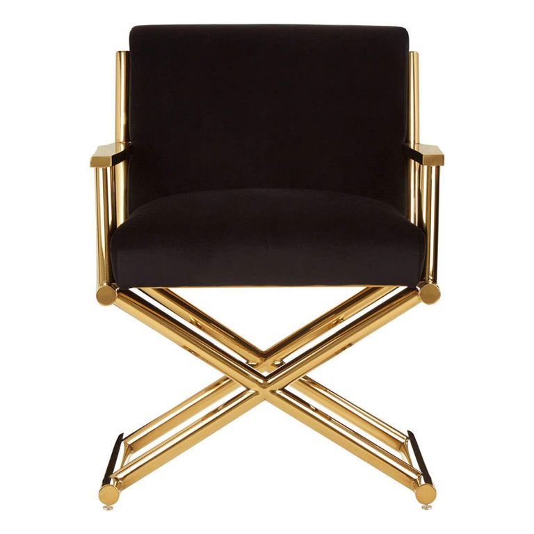 Hendricks Chair - Black Velvet Fabric with Gold Metal
