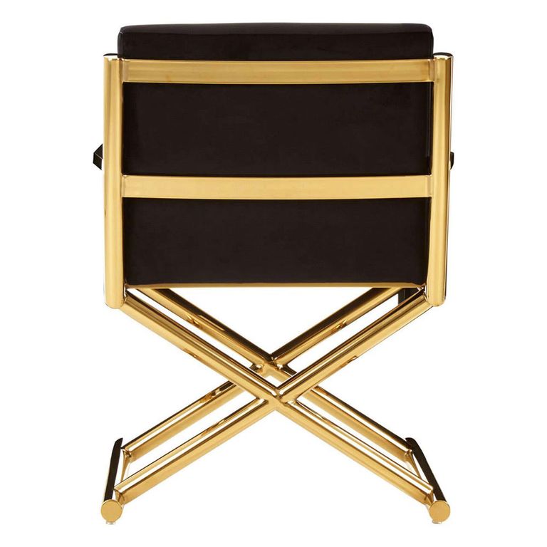 Hendricks Chair - Black Velvet Fabric with Gold Metal