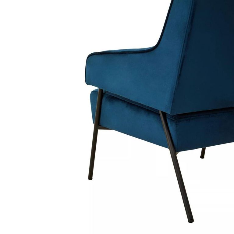 Henia Armchair - Blue Velvet Fabric