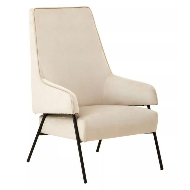 Henia Armchair - Cream Velvet Fabric