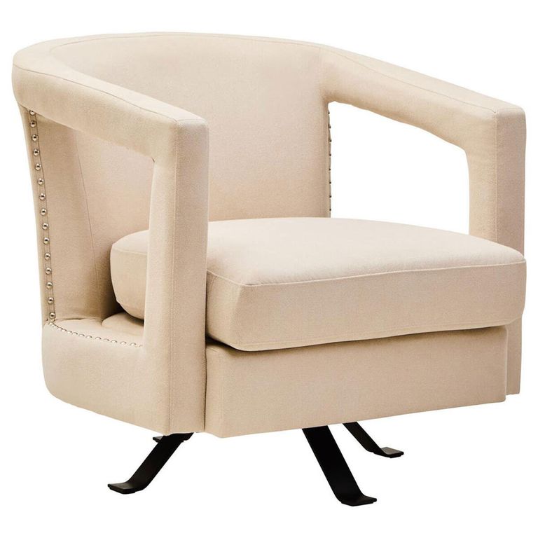 Hestia Armchair - Swivel - Beige Velvet Fabric