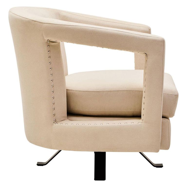 Hestia Armchair - Swivel - Beige Velvet Fabric