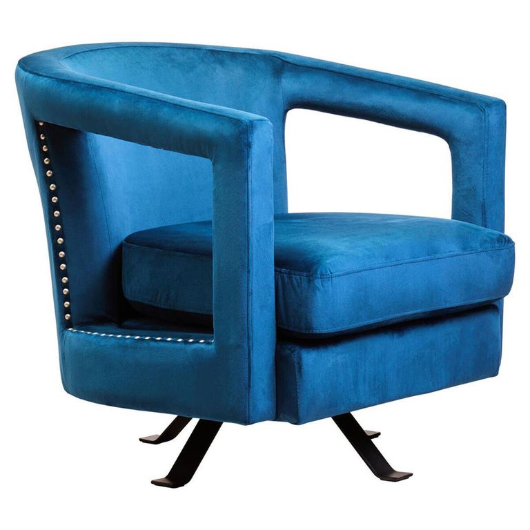 Hestia Armchair - Swivel - Blue Velvet Fabric