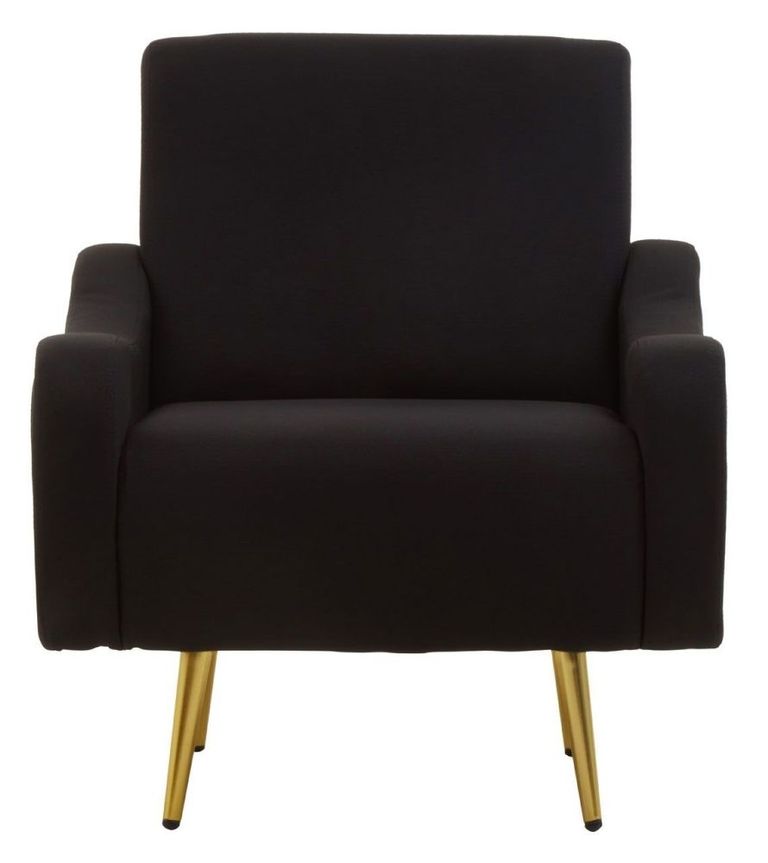 Holli Armchair - Black Fabric with Gold Metal Legs