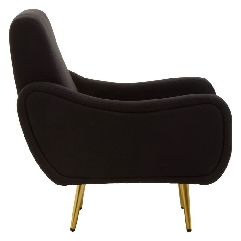 Holli Armchair - Black Fabric with Gold Metal Legs