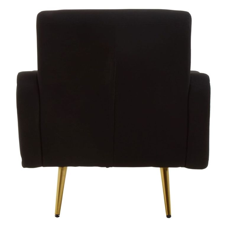 Holli Armchair - Black Fabric with Gold Metal Legs