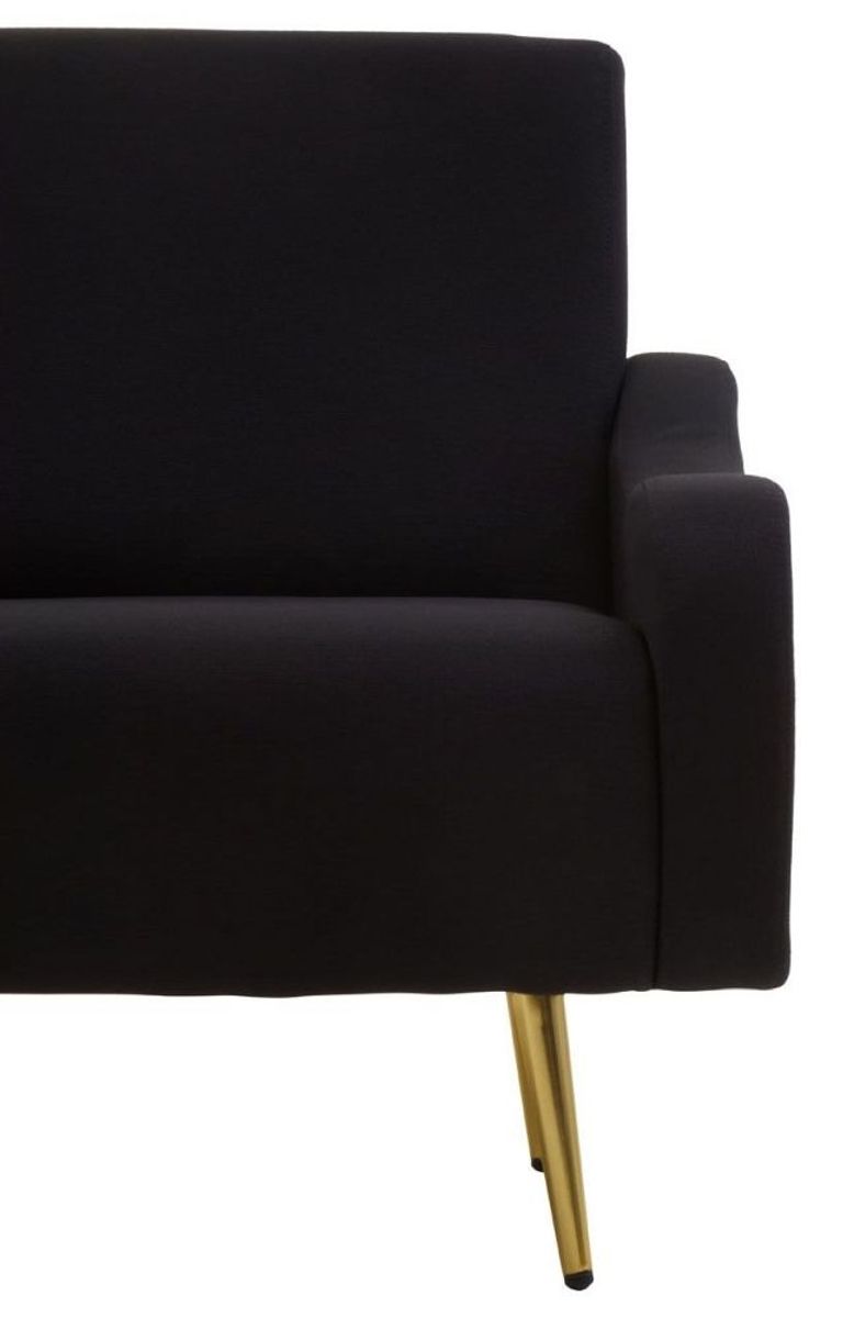 Holli Armchair - Black Fabric with Gold Metal Legs