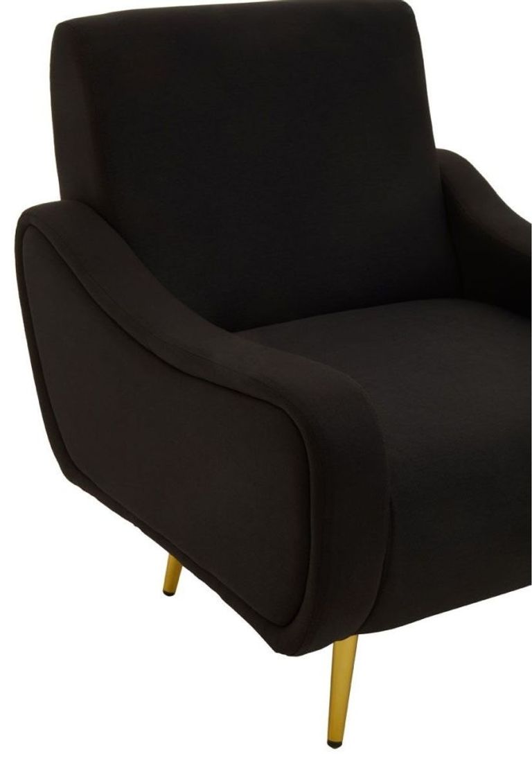 Holli Armchair - Black Fabric with Gold Metal Legs