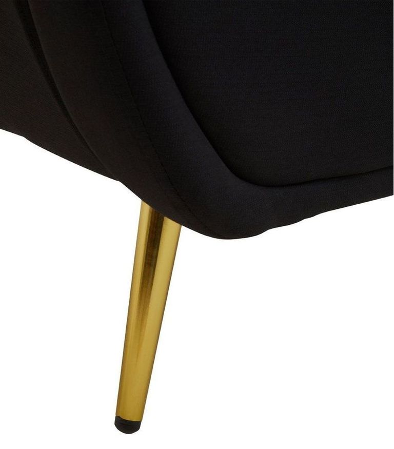 Holli Armchair - Black Fabric with Gold Metal Legs