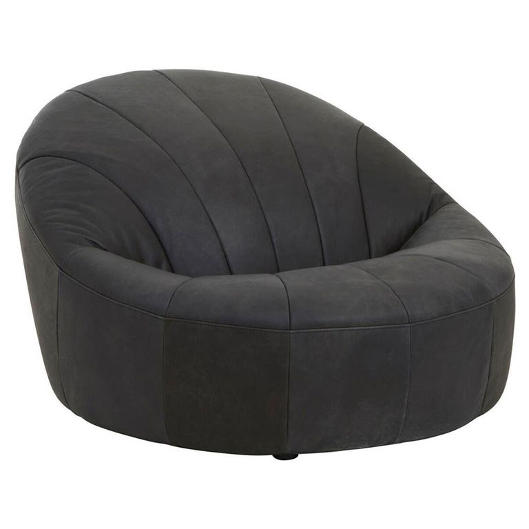Hoxton Accent Chair - Curved - Black Leather