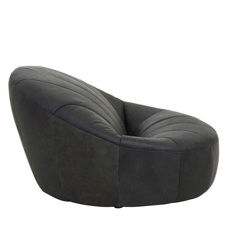 Hoxton Accent Chair - Curved - Black Leather