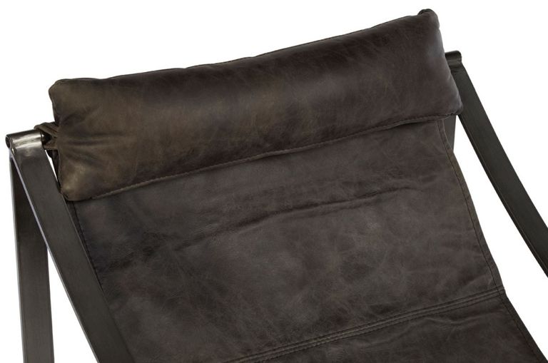 Hoxton Lounge Chair - Distressed Ebony Leather