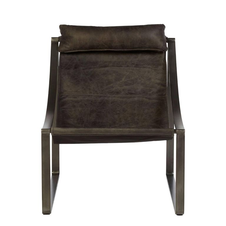 Hoxton Lounge Chair - Distressed Ebony Leather