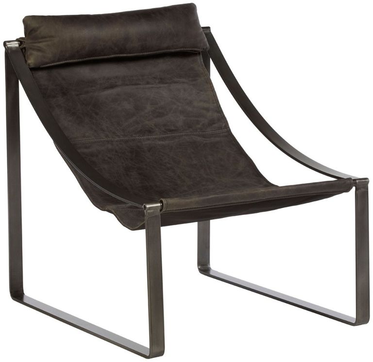 Hoxton Lounge Chair - Distressed Ebony Leather