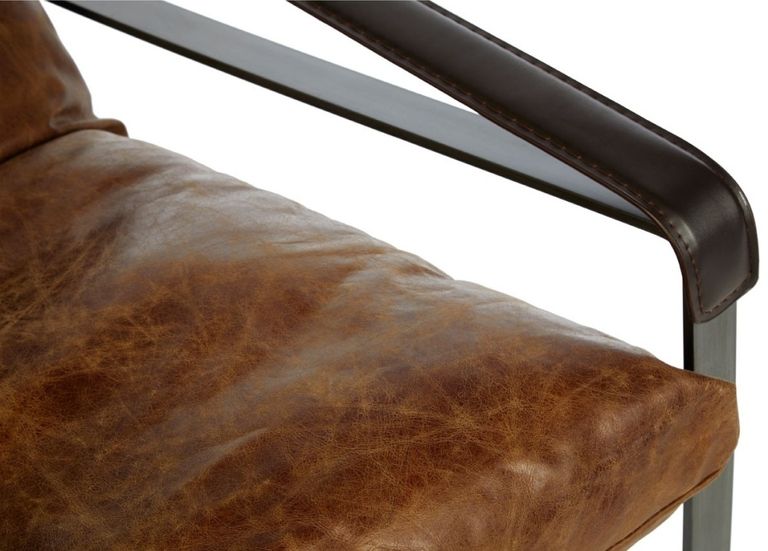 Hoxton Lounge Chair - Distressed Light Brown Leather