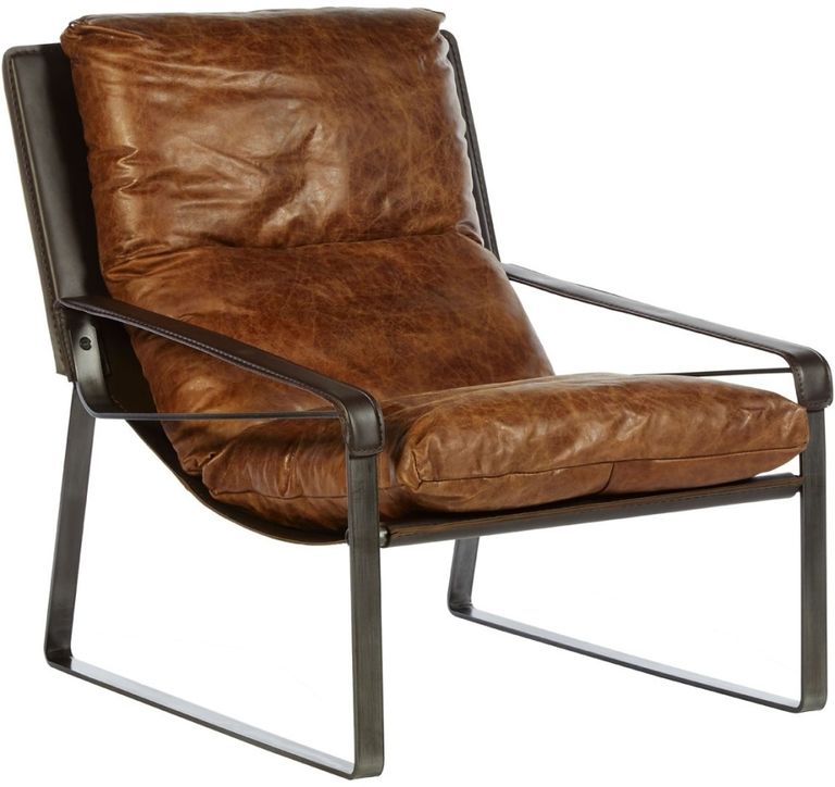 Hoxton Lounge Chair - Distressed Light Brown Leather