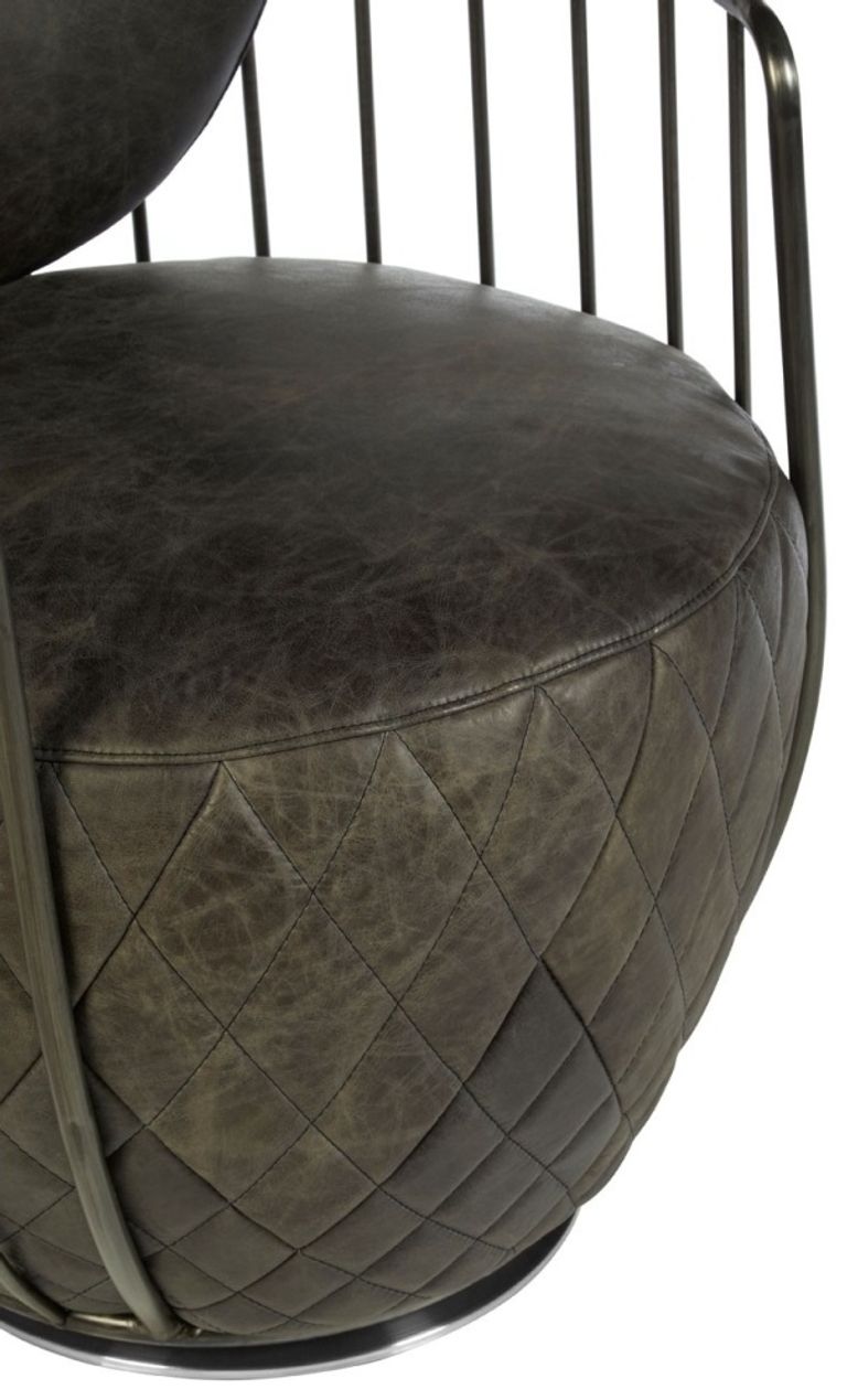 Hoxton Swivel Chair - Ebony Leather