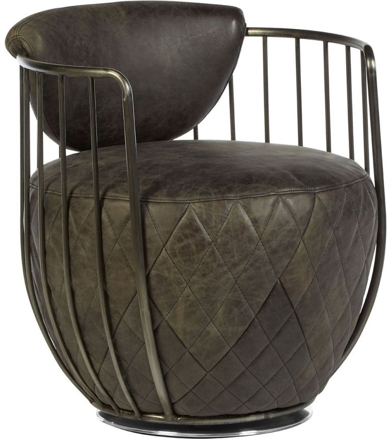 Hoxton Swivel Chair - Ebony Leather