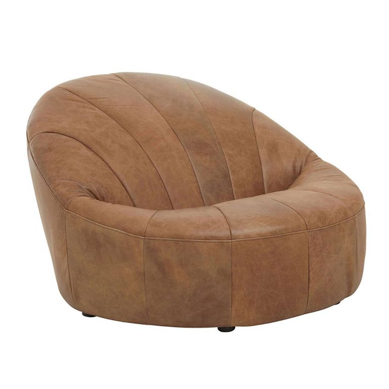 Hoxton Accent Chair - Curved - Light Brown Leather