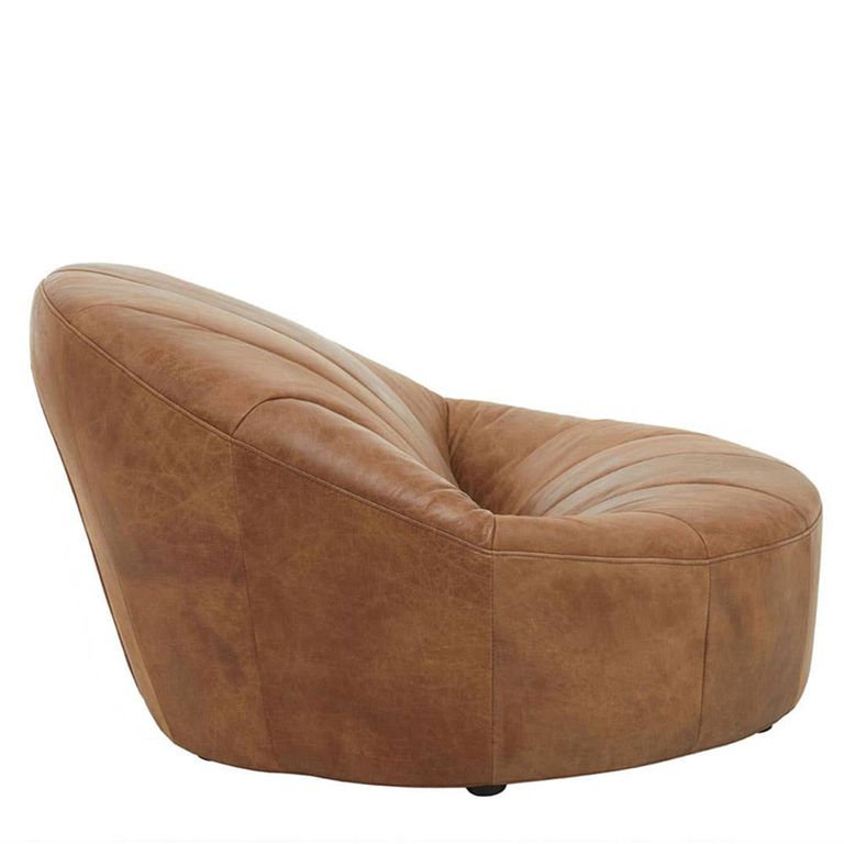 Hoxton Accent Chair - Curved - Light Brown Leather
