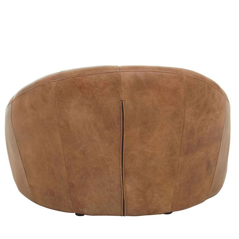Hoxton Accent Chair - Curved - Light Brown Leather