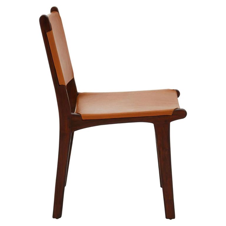 Inca Chair - Antique Brown Leather with Teak Wood