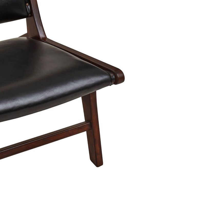 Inca Chair - Black Cow Leather with Teak Wood - Lounge
