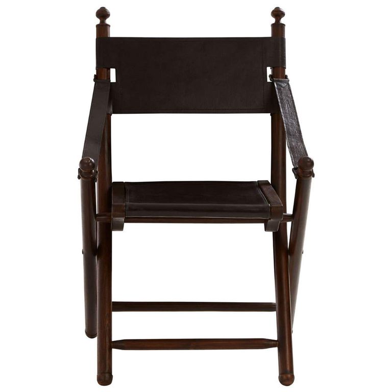 Inca Chair - Black Leather with Teak Wood - Folding