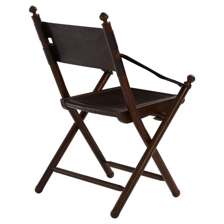 Inca Chair - Black Leather with Teak Wood - Folding