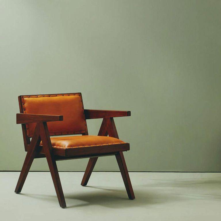 Inca Chair - Brown Leather with Teak Wood - Large Angular