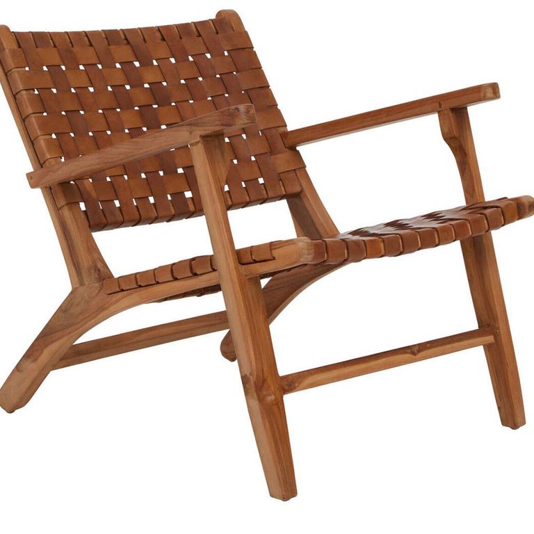 Inca Chair - Brown Leather with Teak Wood - Lounge