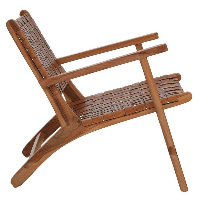 Inca Chair - Brown Leather with Teak Wood - Lounge
