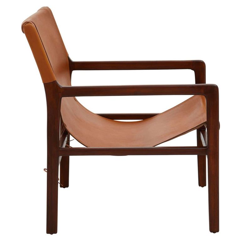 Inca Chair - Brown Leather with Teak Wood - Sling