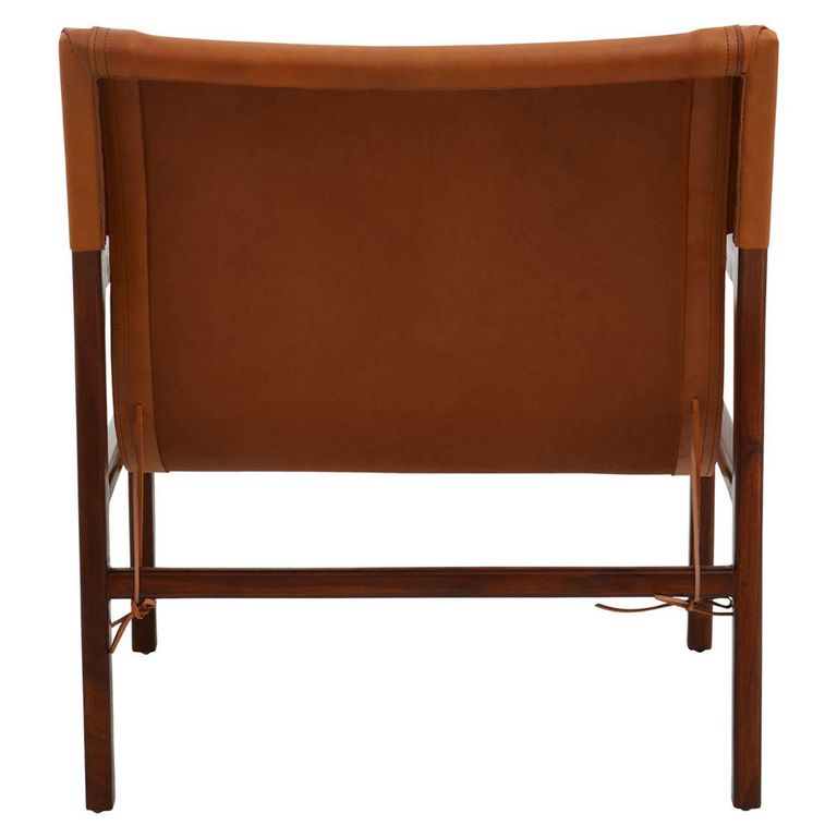 Inca Chair - Brown Leather with Teak Wood - Sling