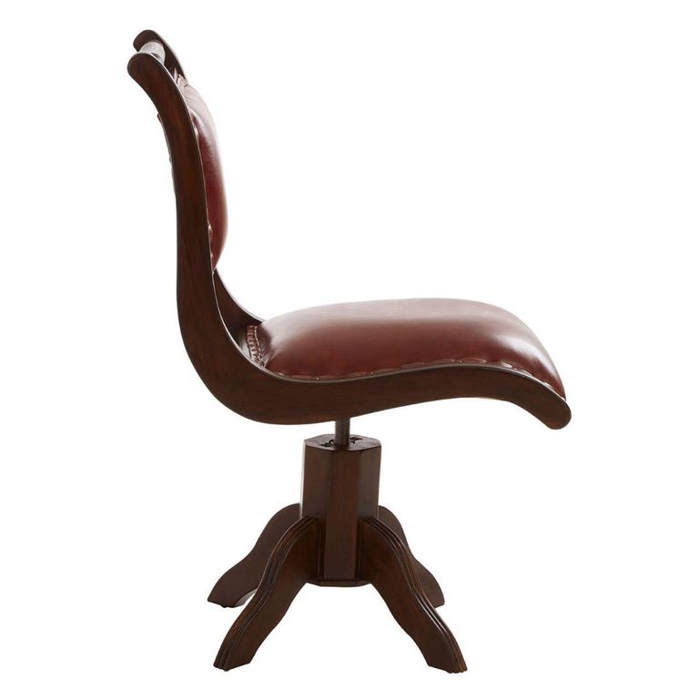 Inca Chair - Brown Leather with Teak Wood - Swivel