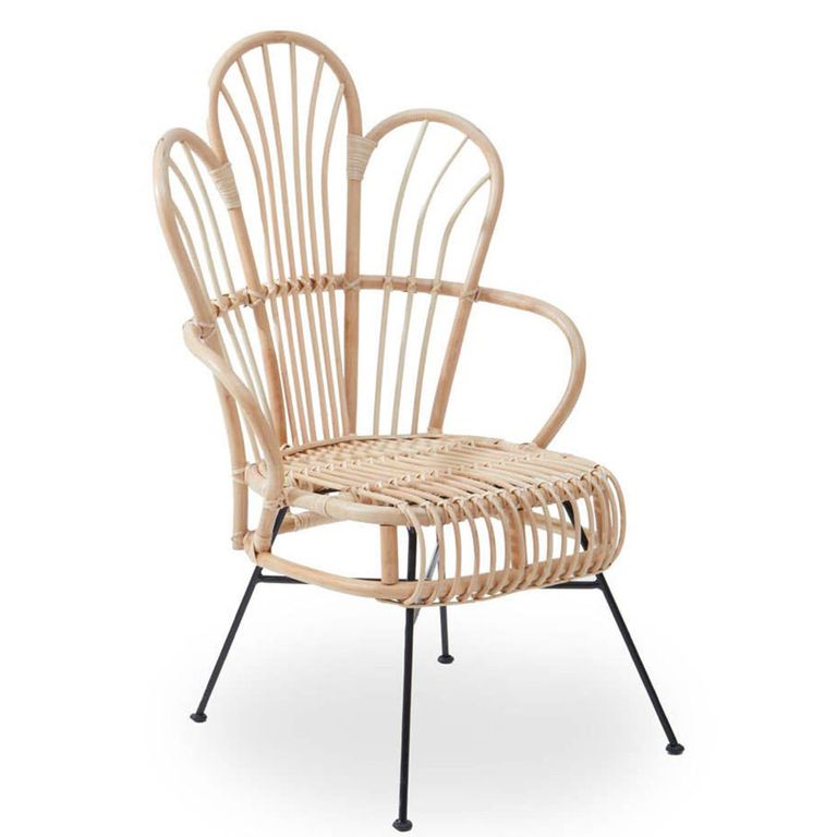 Java Chair - Natural Rattan with Black Metal - Scalloped Back