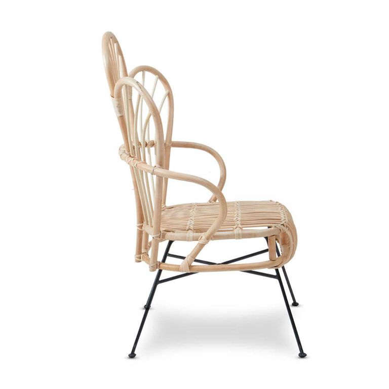 Java Chair - Natural Rattan with Black Metal - Scalloped Back