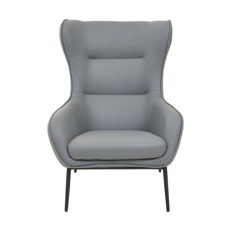 Kaiko Armchair - Grey Faux Leather with Footstool