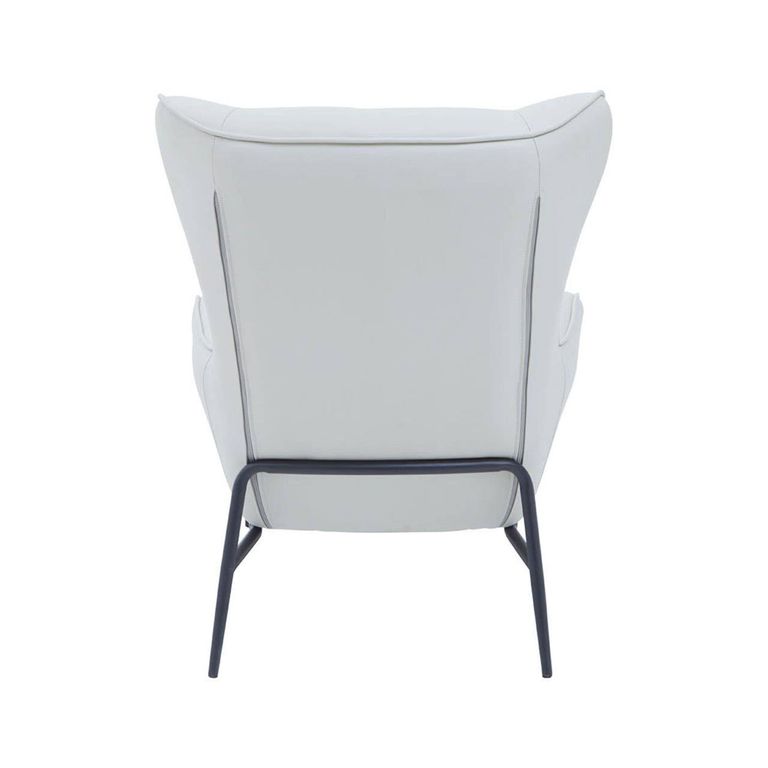 Kaiko Armchair - Stone Faux Leather - Wing Back with Footstool