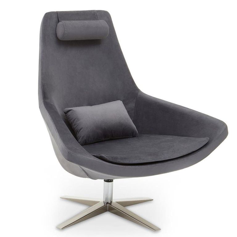 Kalo Chair - Curved - Grey Velvet Fabric
