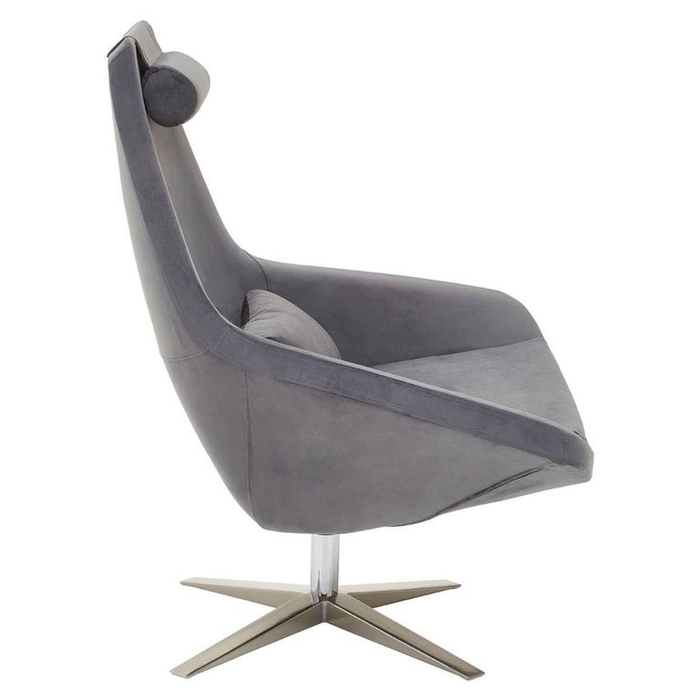Kalo Chair - Curved - Grey Velvet Fabric