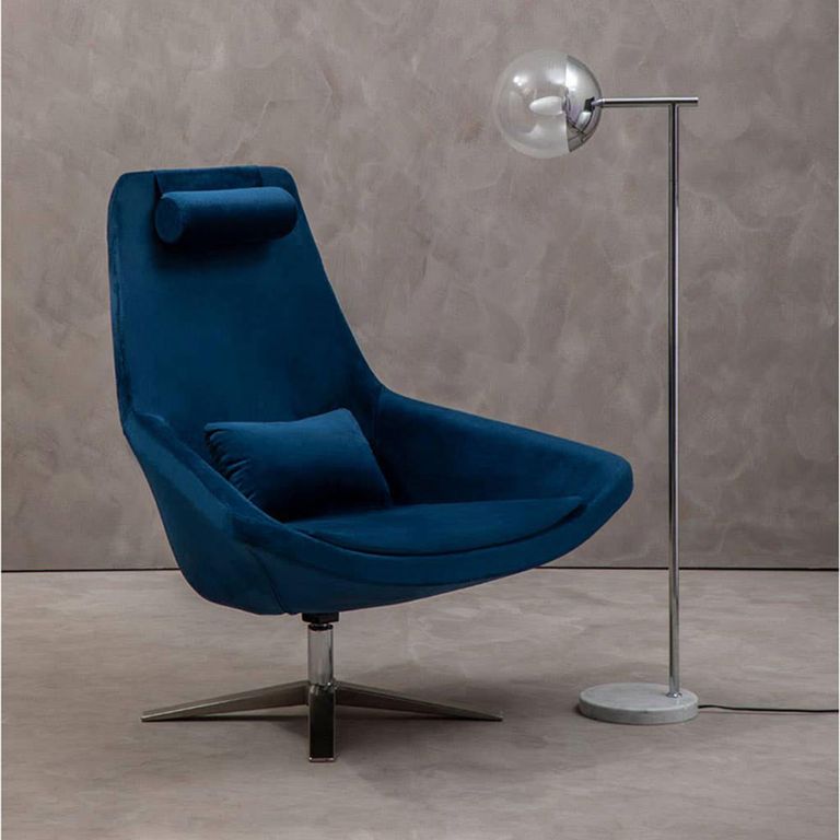 Kalo Chair - Curved - Navy Velvet Fabric