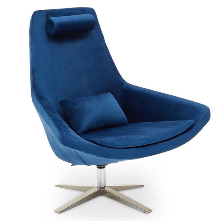 Kalo Chair - Curved - Navy Velvet Fabric