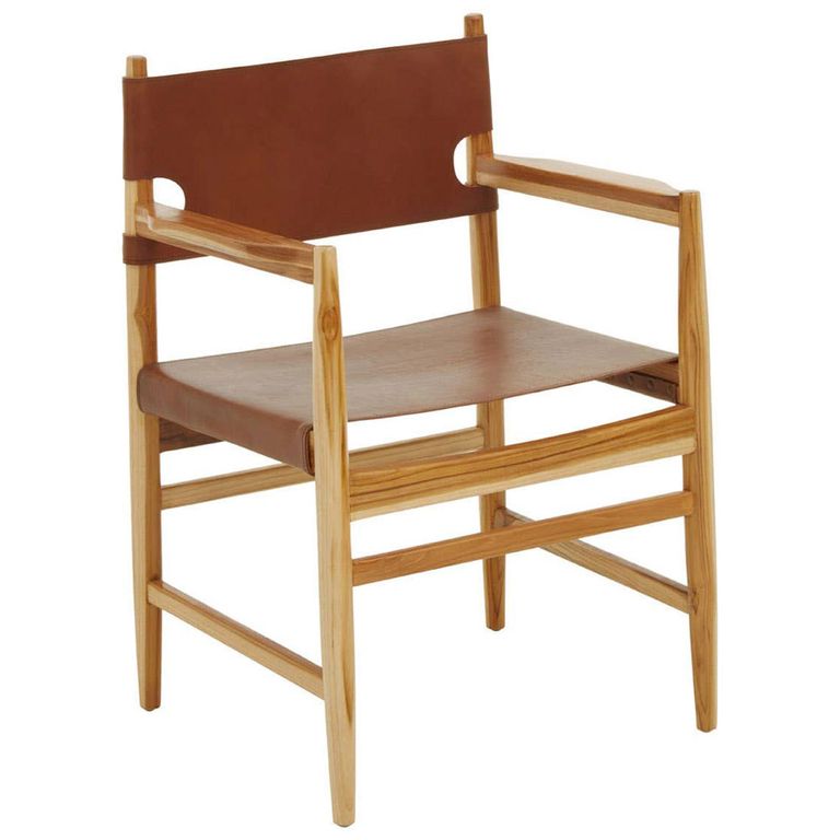 Kendari Lounge Chair - Antique Brown Leather with Teak Wood