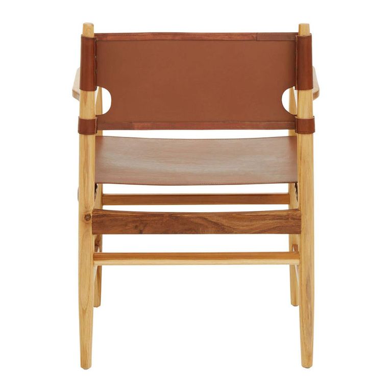 Kendari Lounge Chair - Antique Brown Leather with Teak Wood