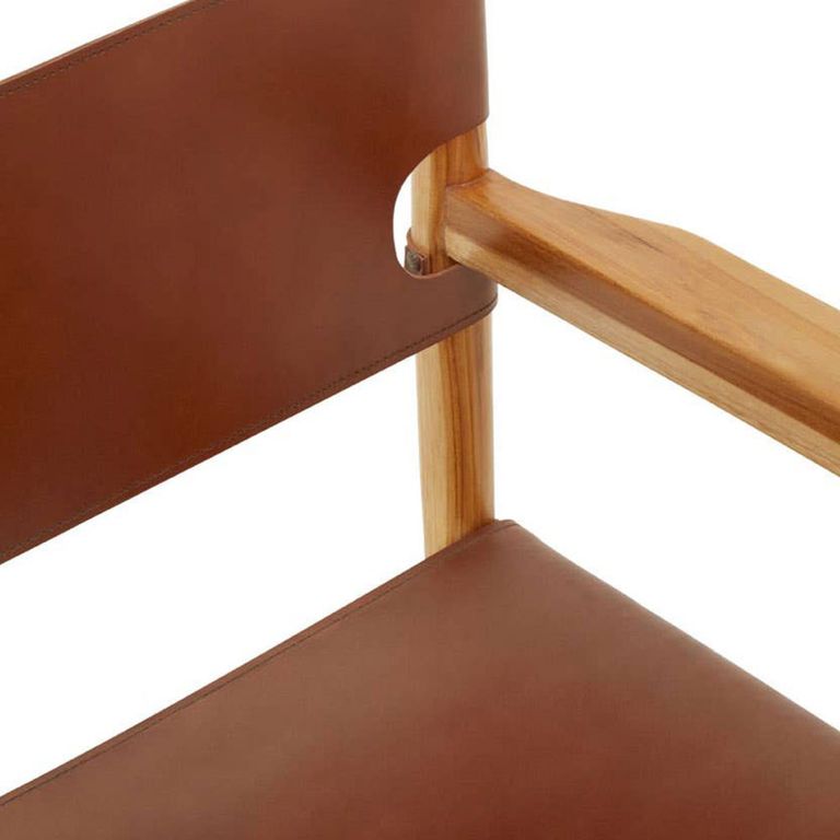 Kendari Lounge Chair - Antique Brown Leather with Teak Wood