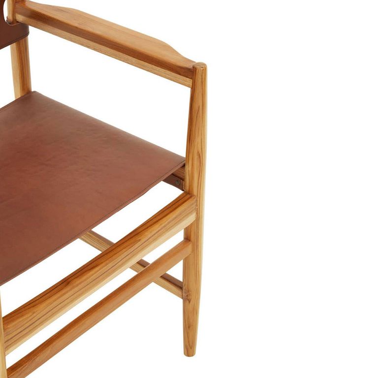 Kendari Lounge Chair - Antique Brown Leather with Teak Wood