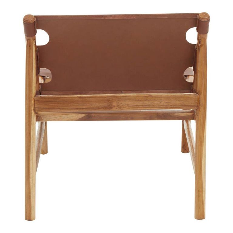 Kendari Lounge Chair - Antique Brown Leather with Teak Wood